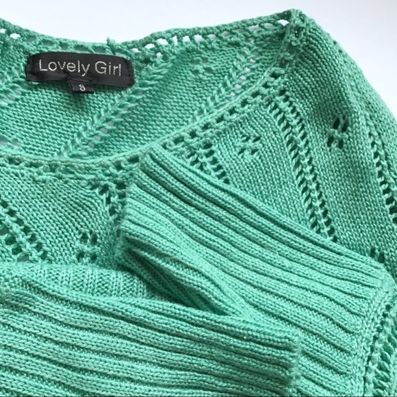 LOVELY GIRL | GREEN KNIT BATWING DOLMAN SLEEVE TOP - Picture 4 of 6